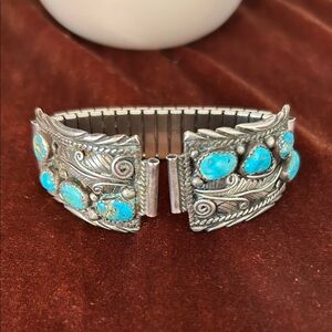 Turquoise and Sterling Silver Navajo Watch Tips
